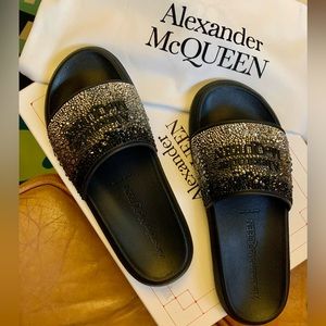 Alexander McQueen Crystal Strass Slides NWT